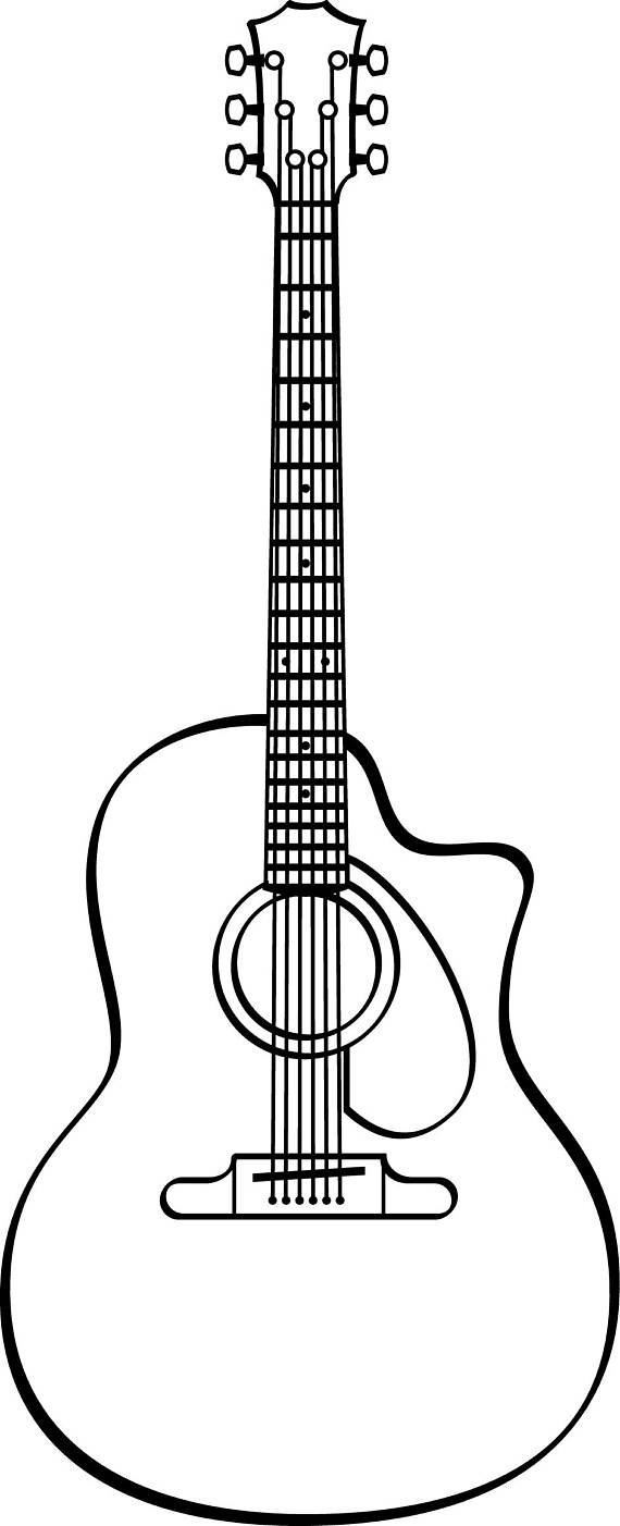 Guitar clipart printable. Line art free download