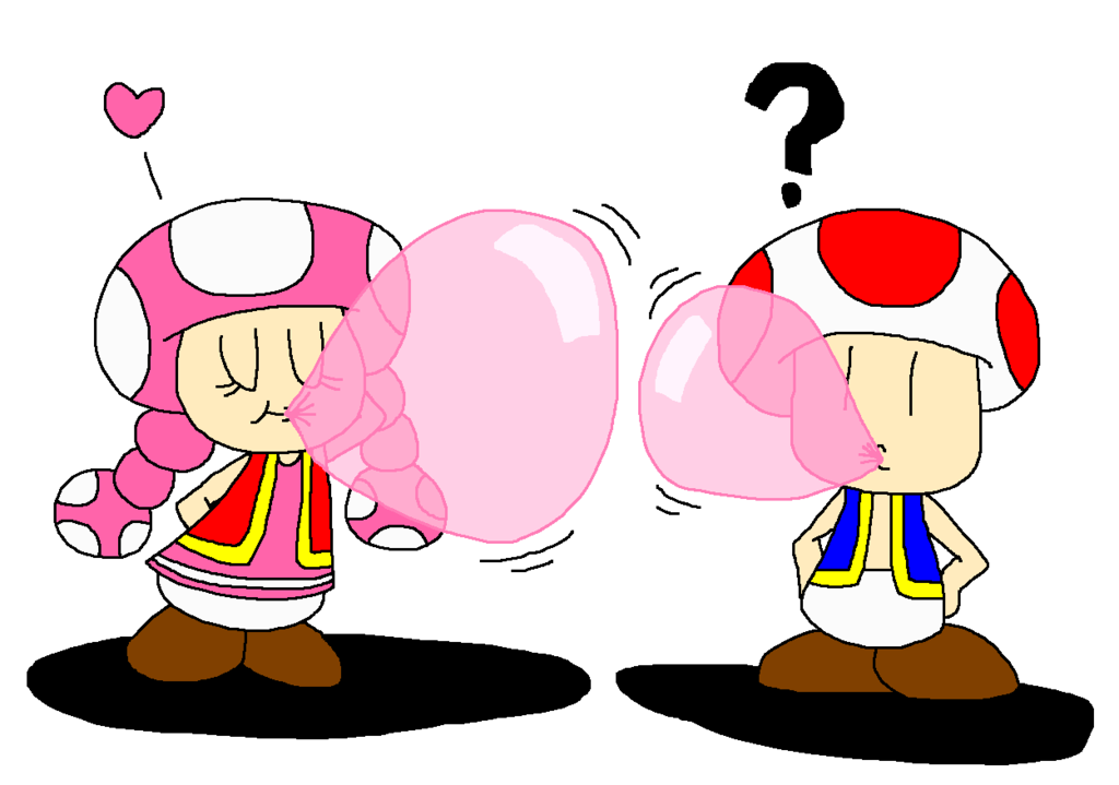 Gum clipart popped bubble. Toad and toadette fun
