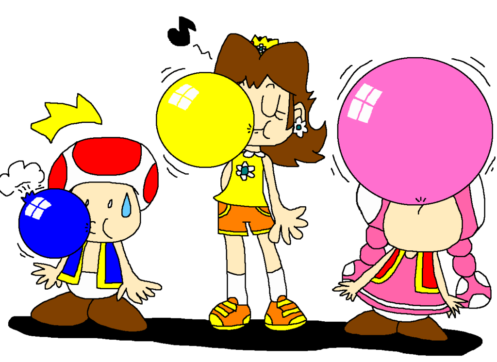 Toad toadette and daisy. Gum clipart popped bubble