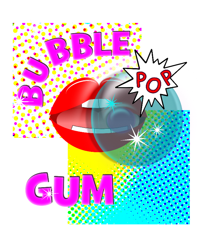 Gum clipart popped bubble. Comic pop art by
