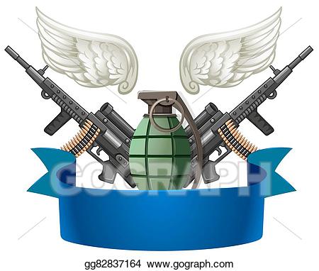 Vector stock weapon emblem. Gun clipart bomb