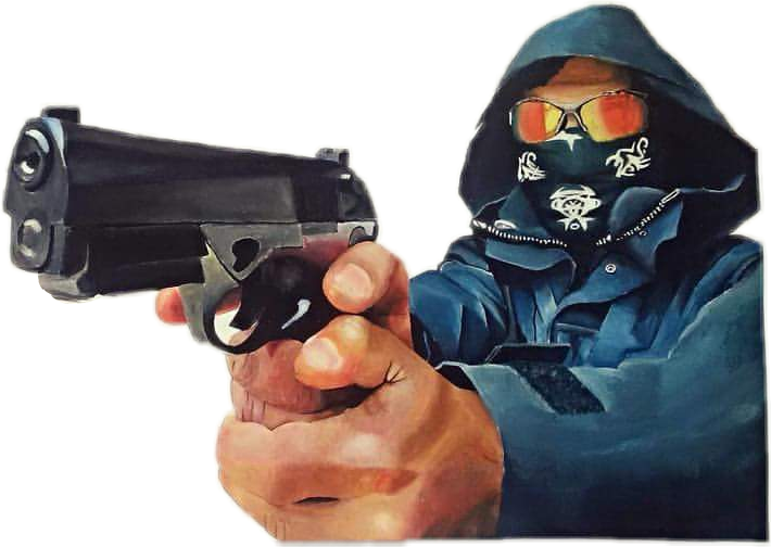 Gun clipart gangster. Acrilycs bandana pistol report
