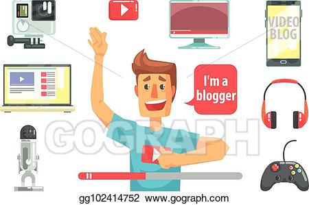 Vector video and his. Guy clipart blogger