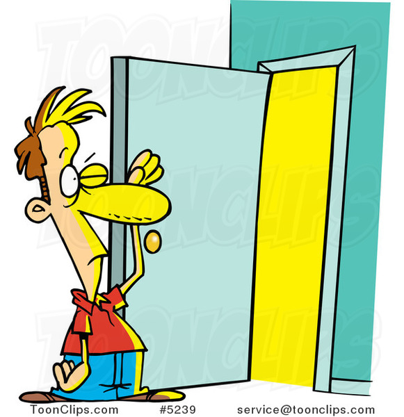 guy clipart opening door