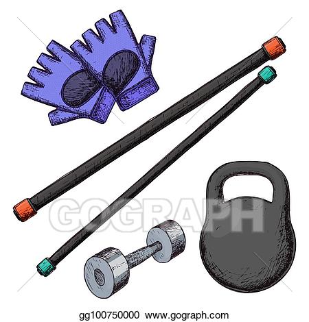 Vector illustration home equipment. Gym clipart gym accessory