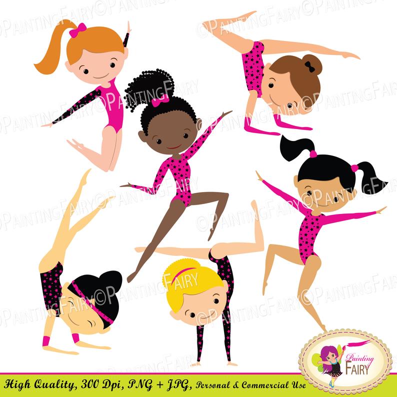 Little girl acrobatic dance. Gymnast clipart acro
