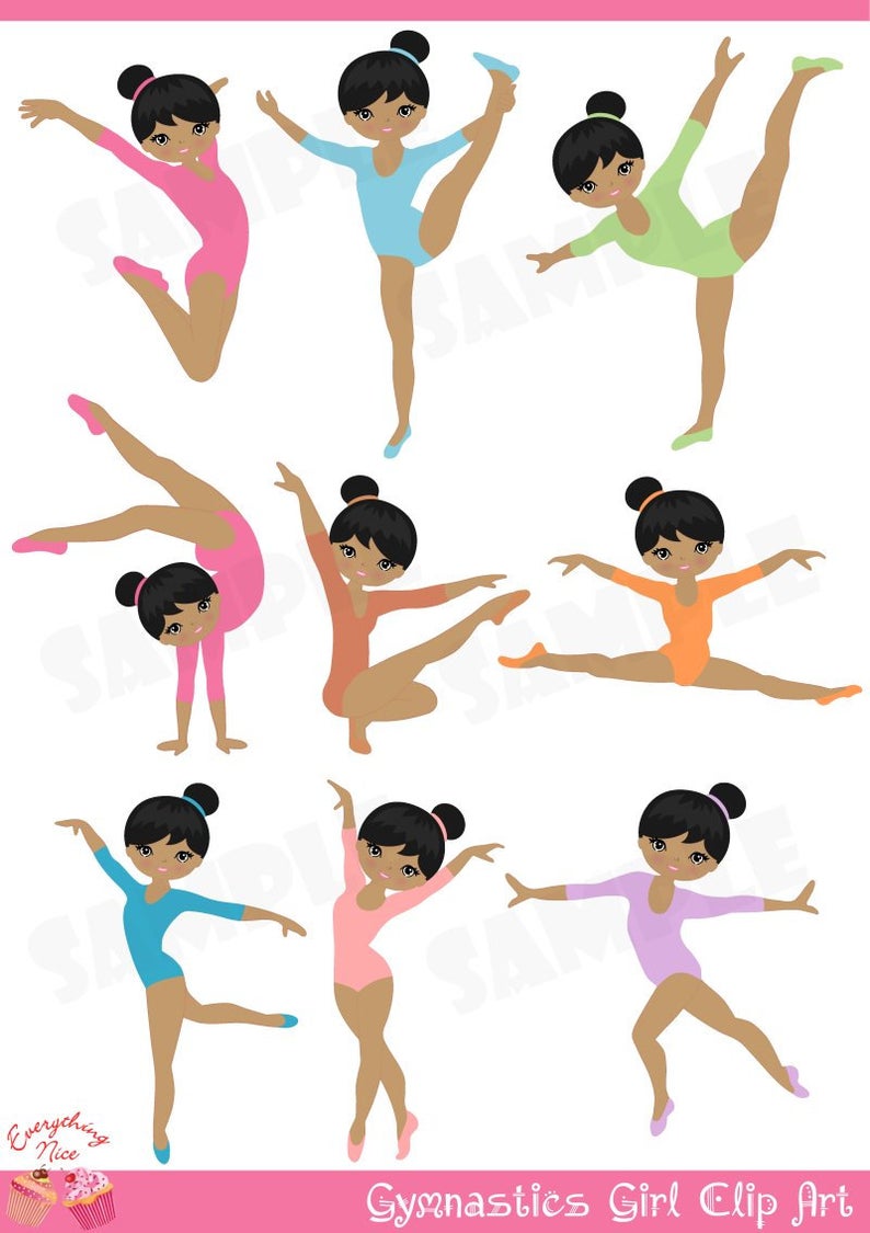 Gymnast clipart athletics girl. Afro gymnastics clip art