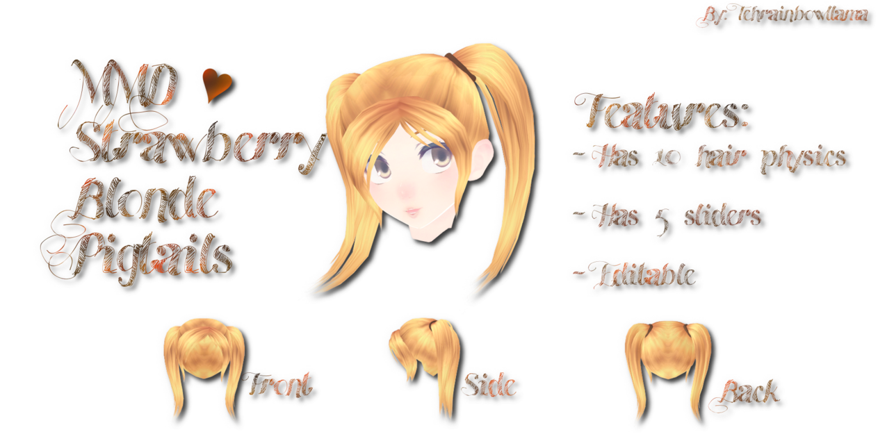 Hair clipart back hair. Mmd strawberry blonde pigtails