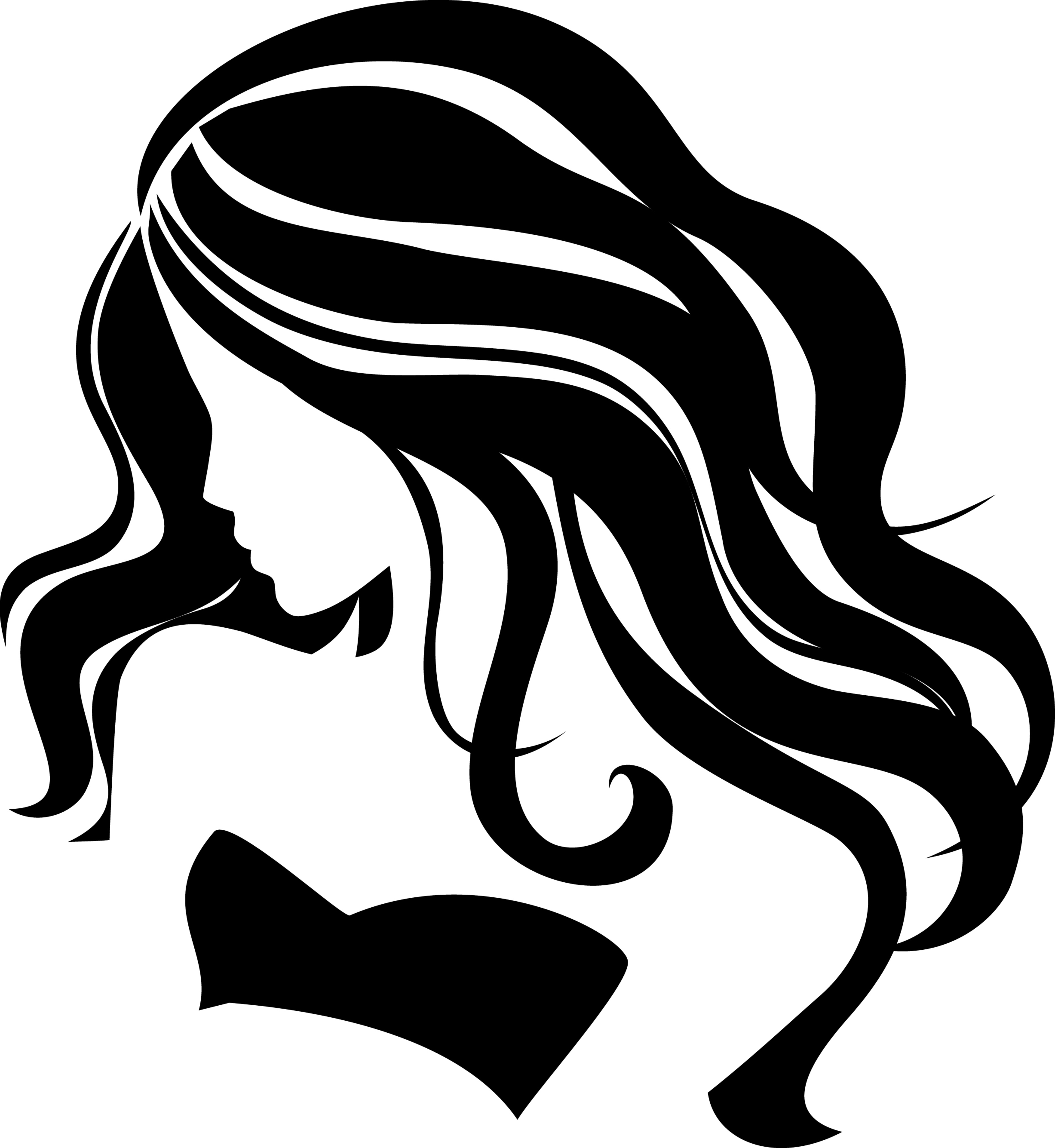 Women silhouette clip art. Hair clipart woman hair