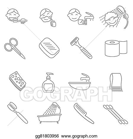 Hairbrush clipart personal hygiene. Eps illustration icons outline