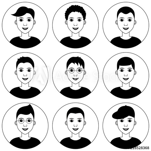 Haircut clipart hairstyle. Young man avatar set