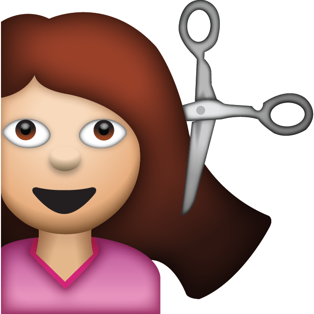 Download woman getting emoji. Haircut clipart transparent