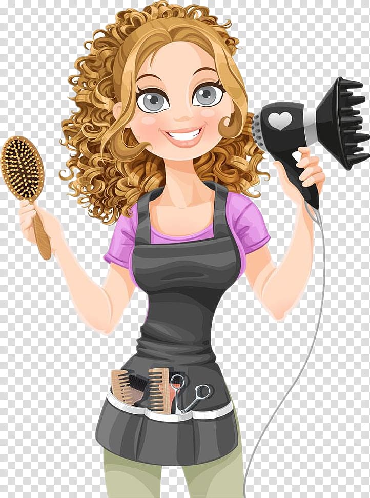 Girl holding comb illustration. Hairdresser clipart mom hair