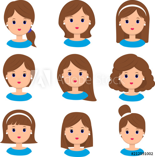 Beautiful young woman portrait. Hairdresser clipart short haircut