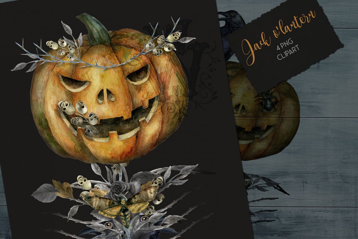 Jack o lanter evil. Halloween clipart gothic