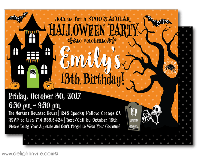 Spooky clipart birthday halloween. Party invitations brilliant invite