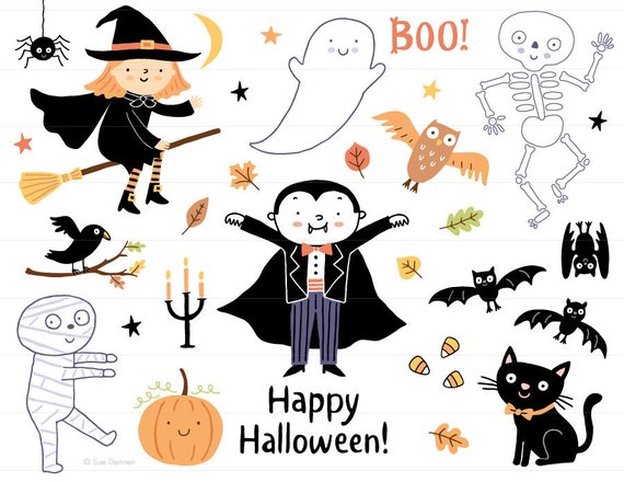 Clip art cute kids. Halloween clipart printable