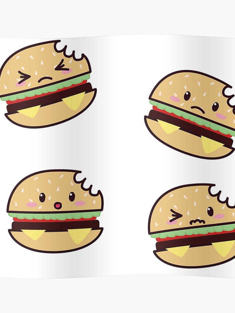 Hamburger clipart bite. Cutie bitten burger poster