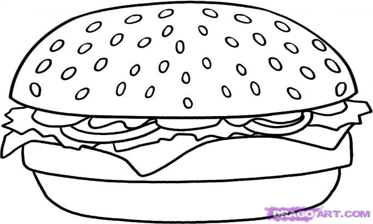 Hamburger clipart coloring. Cheeseburger pages how to
