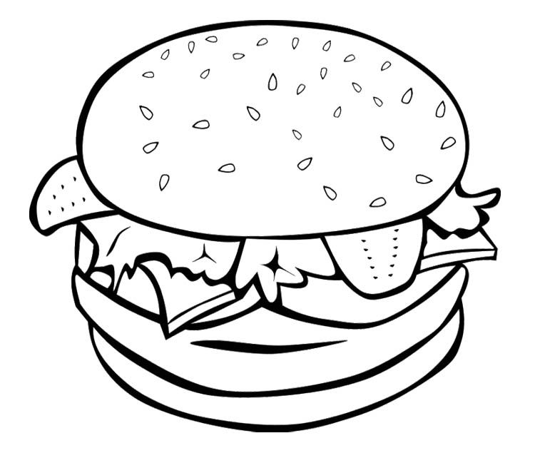 Junk food pages az. Hamburger clipart coloring