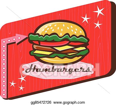 Hamburger clipart diner food. Clip art vector retro