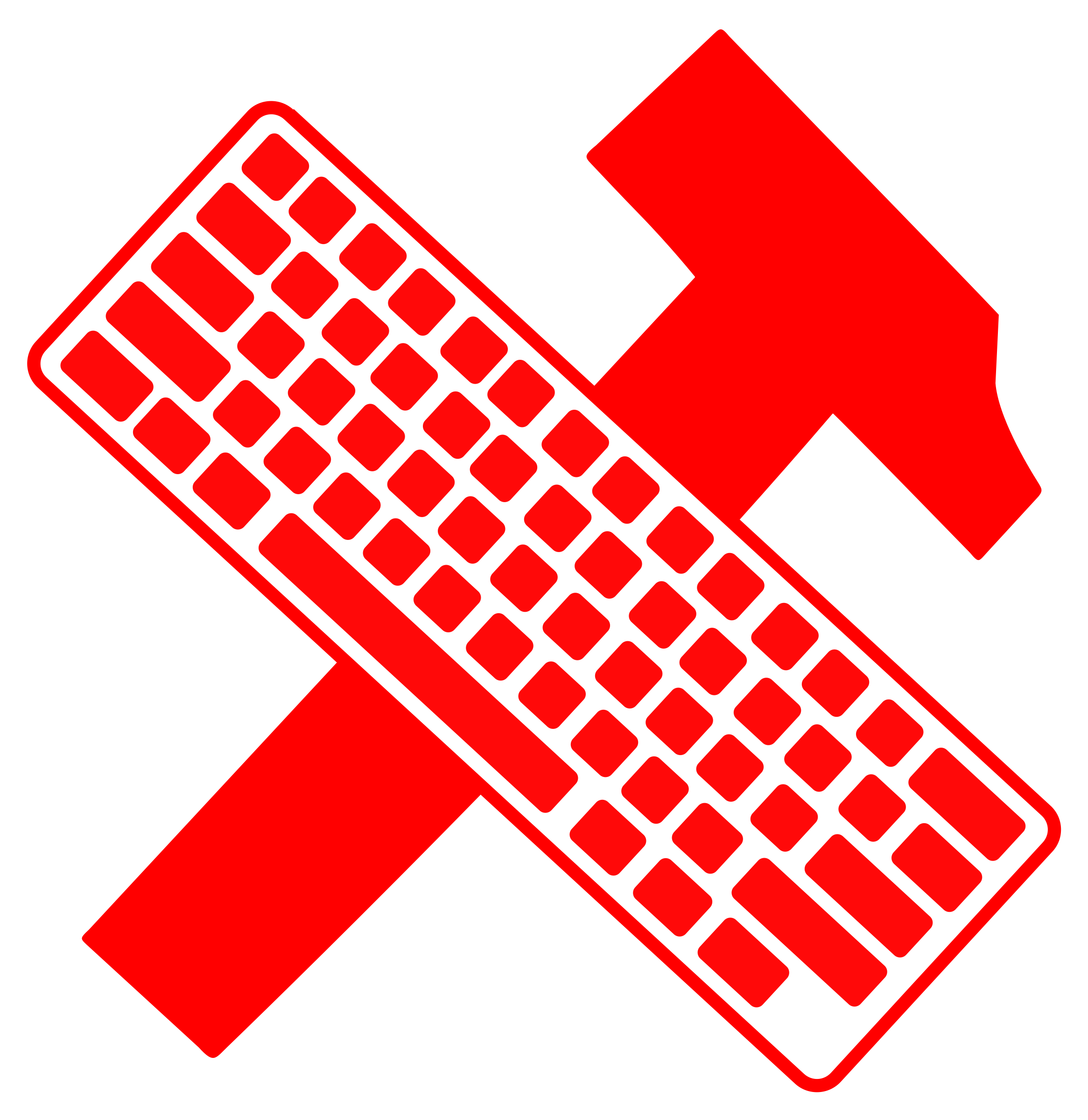 Workers unite and keyboard. Hammer clipart pink