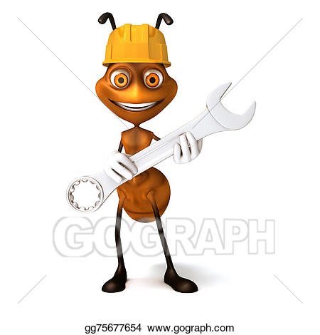 Stock illustration ant with. Hammer clipart tolls