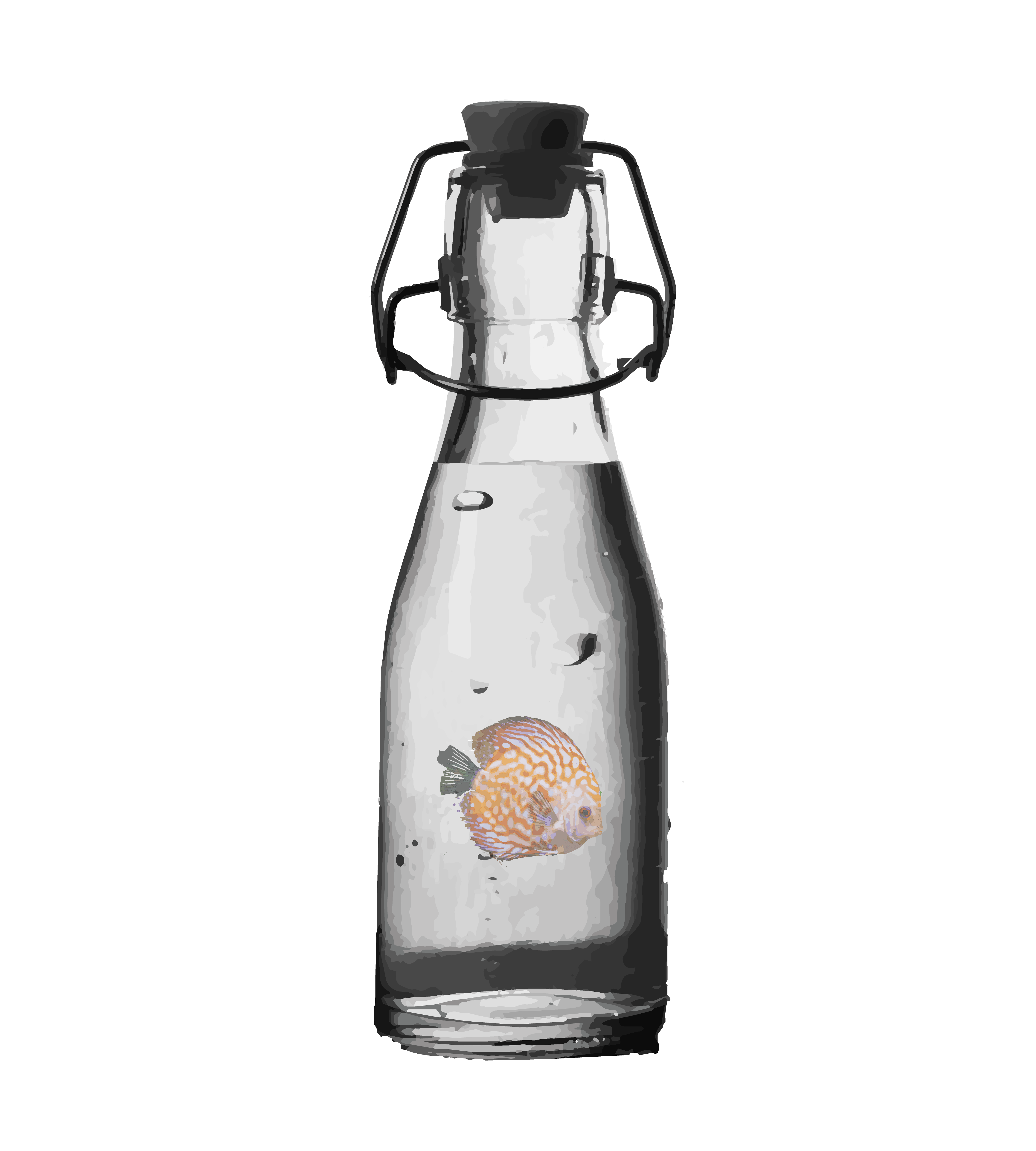 Hamster clipart bottle. Fish swimming in a
