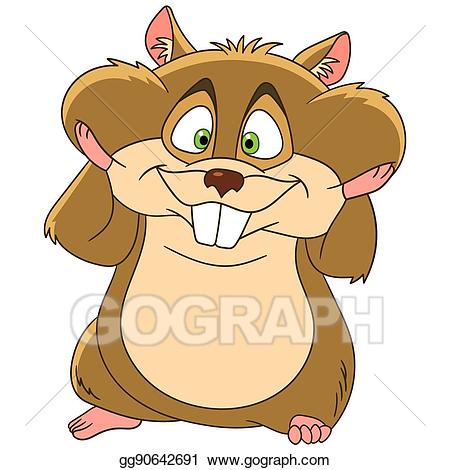 Vector stock cartoon animal. Hamster clipart tooth cute