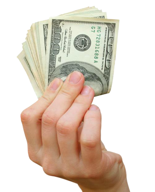 Hand with money png.  cash in for