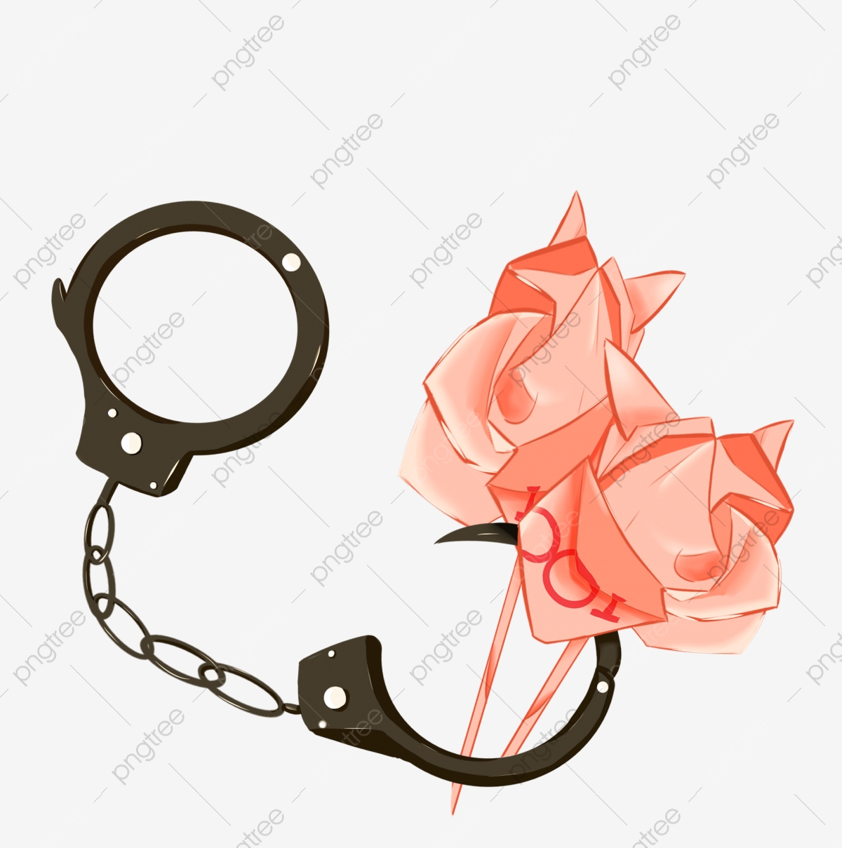 Hand painted png . Handcuffs clipart constraint
