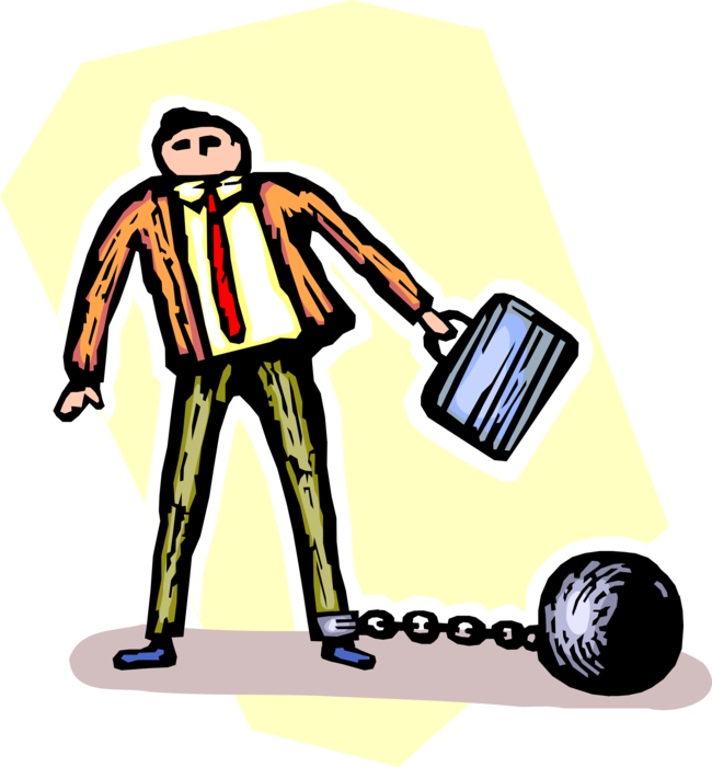 Handcuff clipart constraint. Restrained businessman with ball