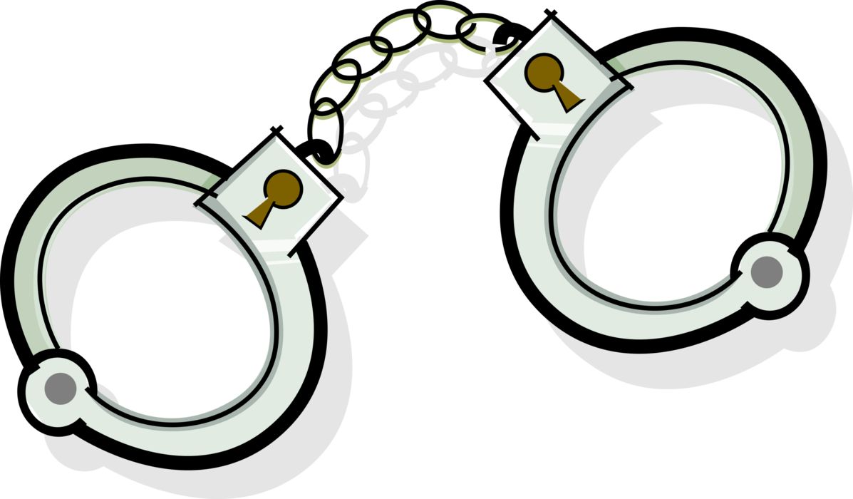 Handcuffs physical restraint vector. Handcuff clipart law enforcement