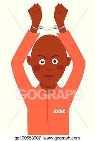 Vector illustration young african. Handcuffs clipart prisoner