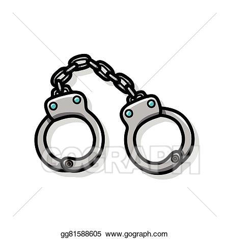 Vector illustration stock clip. Handcuffs clipart doodle