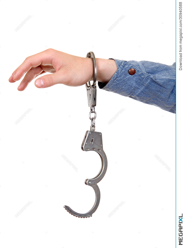 Handcuffs clipart unlocked. On a hand stock