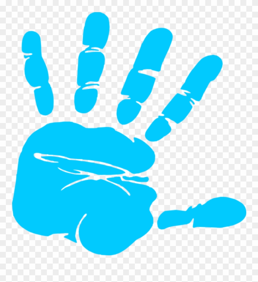 Handprint clipart child's. Blue hand print clip