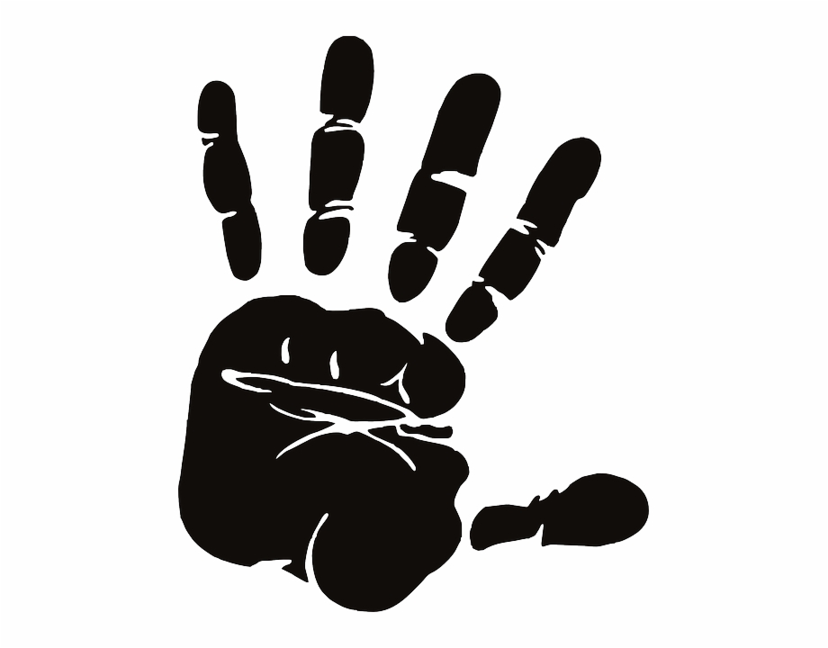 Hand palm fingers spread. Handprint clipart finger