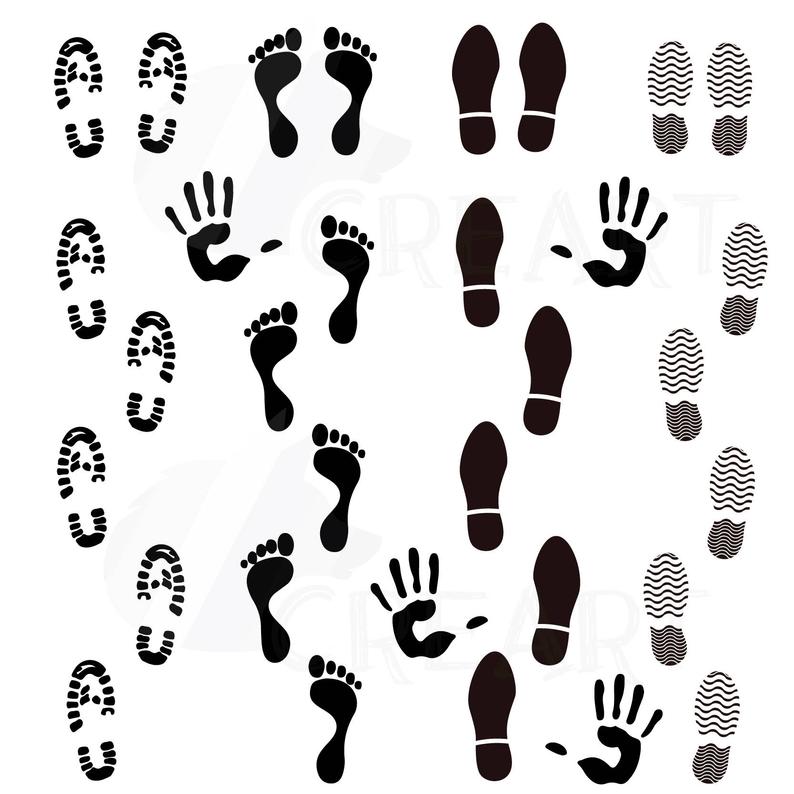 Footprint and pack footprints. Handprint clipart human