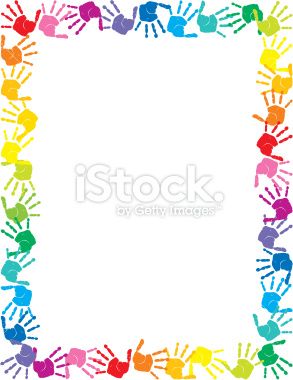 Colorful hand prints stationery. Handprint clipart kindergarten