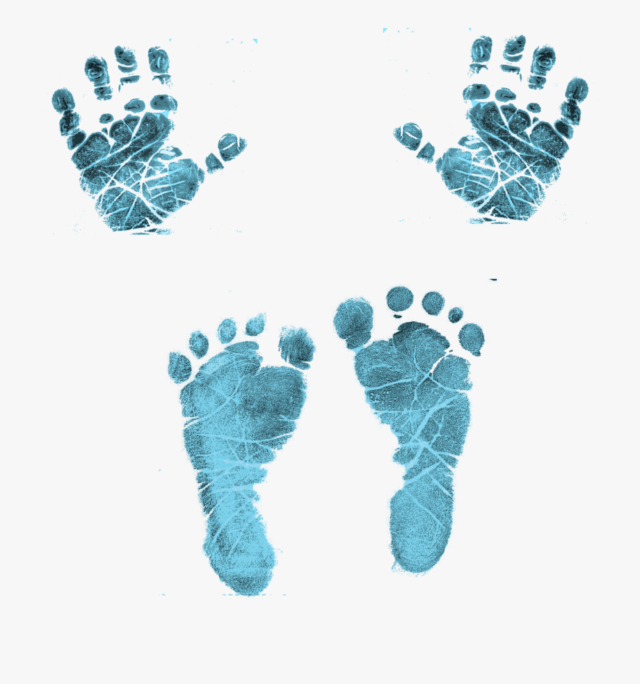 Blue hands and feet. Handprint clipart newborn baby