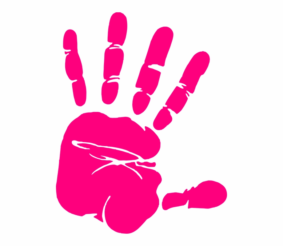 Hand print paint art. Handprint clipart pink baby