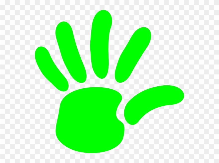 Handprint clipart vector. Outline green hand print