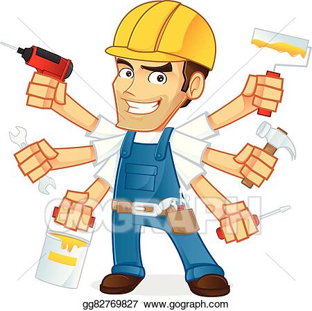 Handyman clipart maintenance department. Vector art drawing gg