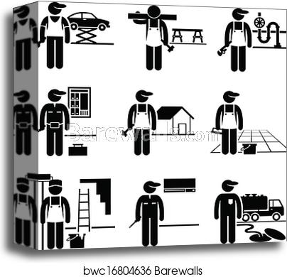 Handyman clipart skilled. Jobs occupations canvas print