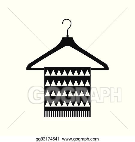 Vector scarf on coat. Hanger clipart simple