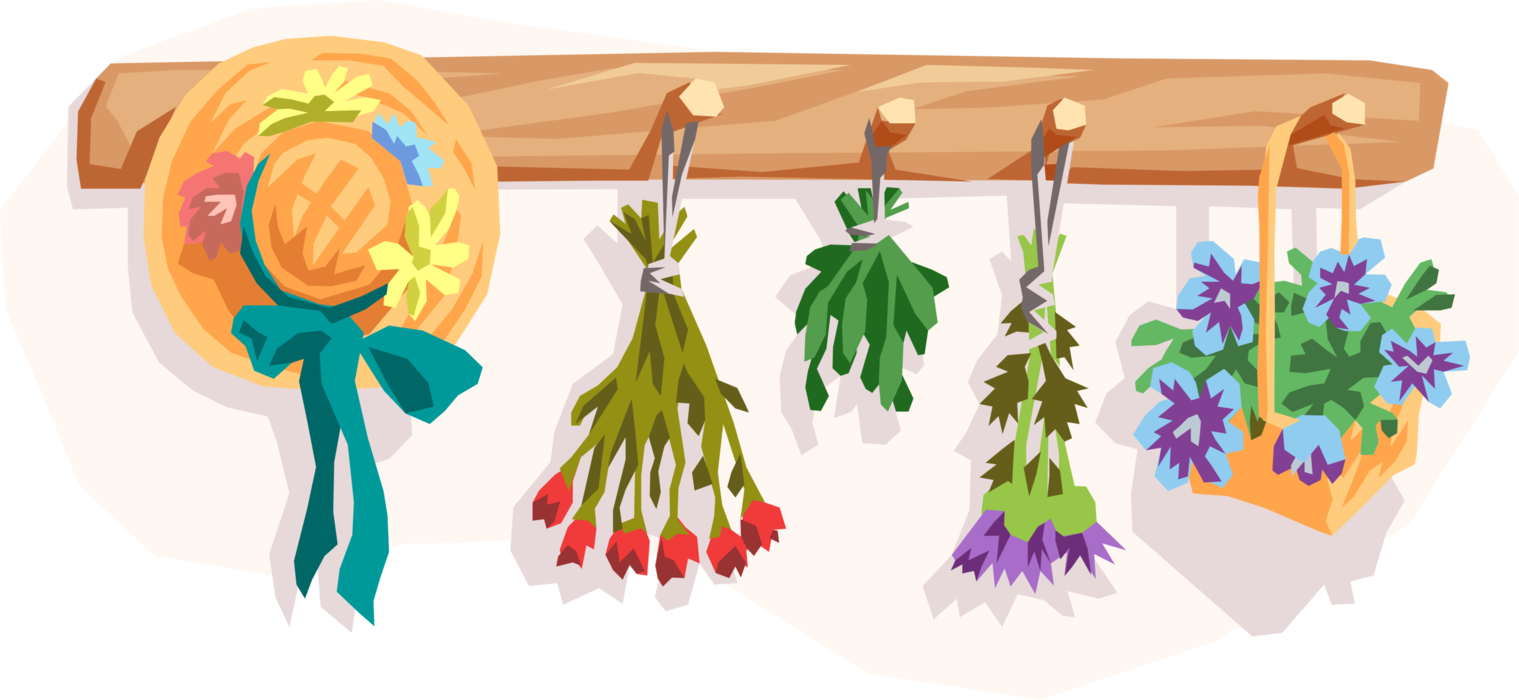 Hanger clipart vector. Clothes with dry flowers