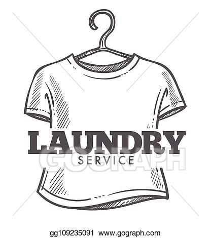Hanger clipart washed clothes. Vector stock laundry service