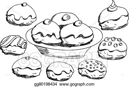Hanukkah clipart donuts. Vector illustration set eps
