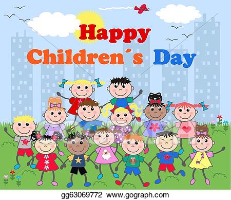 Stock illustration childrens gg. Happy clipart children day